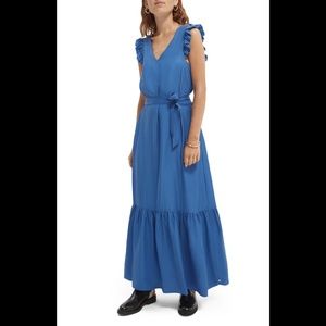 Scotch & Soda V-Neck Ruffle Maxi Dress - XL (fits S-XL)